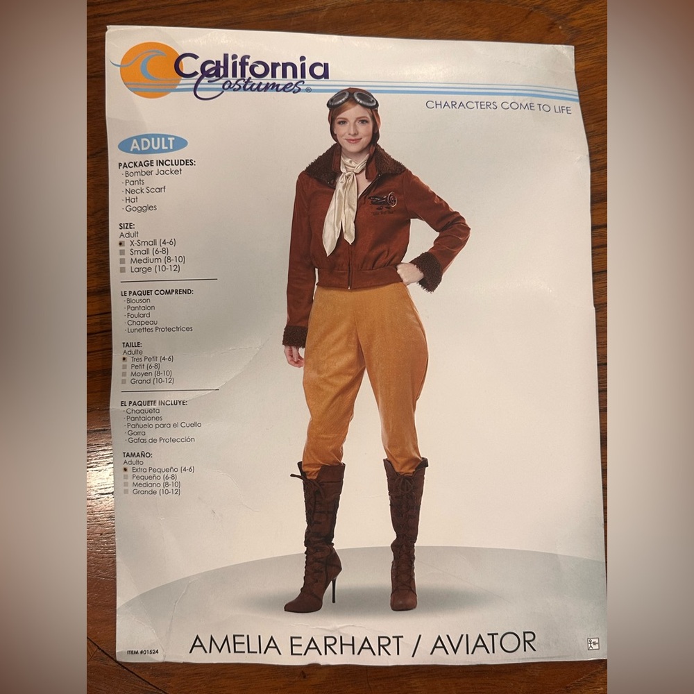 Amelia Earhart / Aviator / pilot Outfit -costume with Brown Jacket and Tan Pants